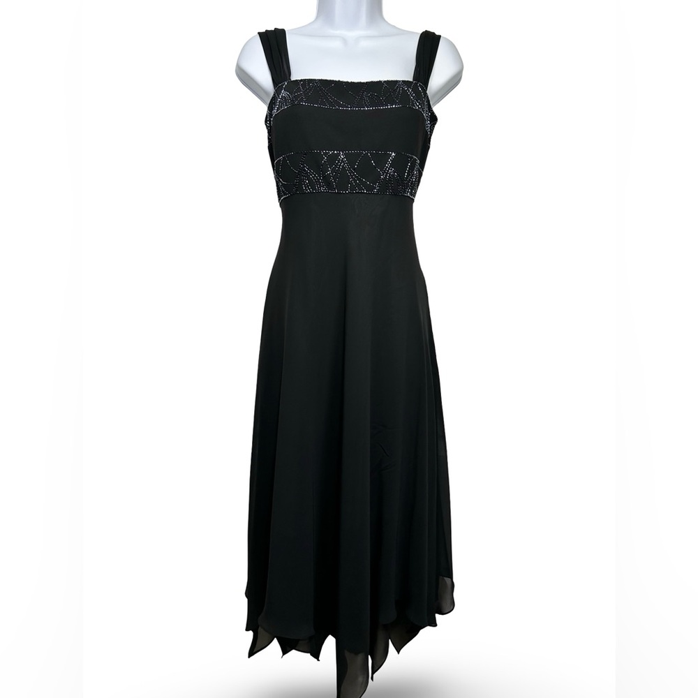 Vintage Evan Picone Black Beaded Dress Size 6